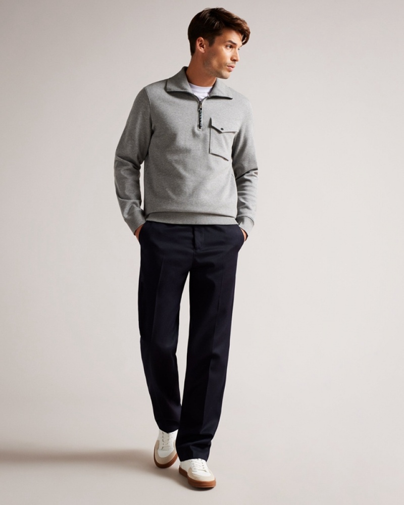 Ted Baker Ecos LS Regular Zip Funnel Neck Men's Sweaters Grey | 501239-HDA