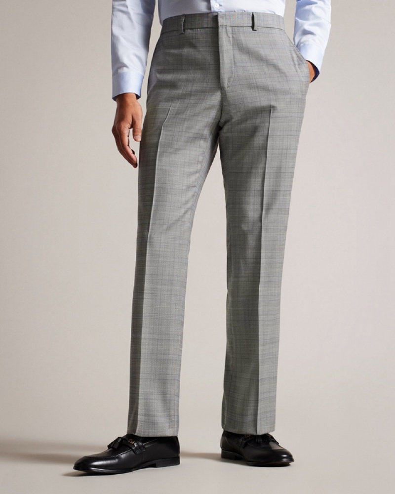 Ted Baker Elgolts Grey Pow Check Men's Pants Grey | 506274-VAM