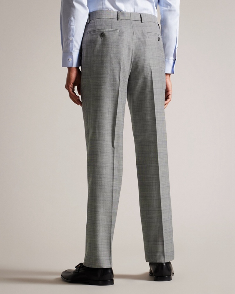 Ted Baker Elgolts Grey Pow Check Men's Pants Grey | 506274-VAM