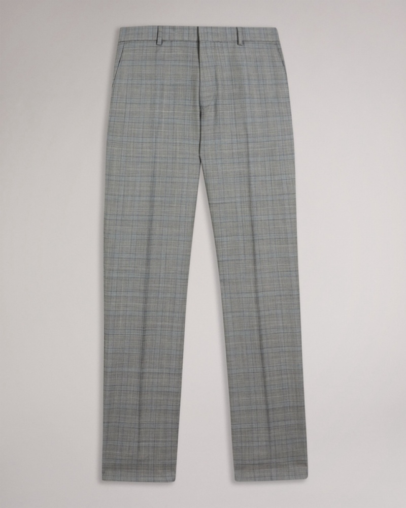 Ted Baker Elgolts Grey Pow Check Men's Pants Grey | 506274-VAM