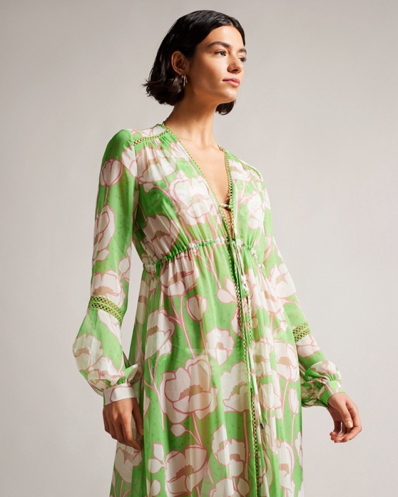 Ted Baker Elisiia High Low Hem Cover Up Women's Beachwear Green | 847639-ZFT