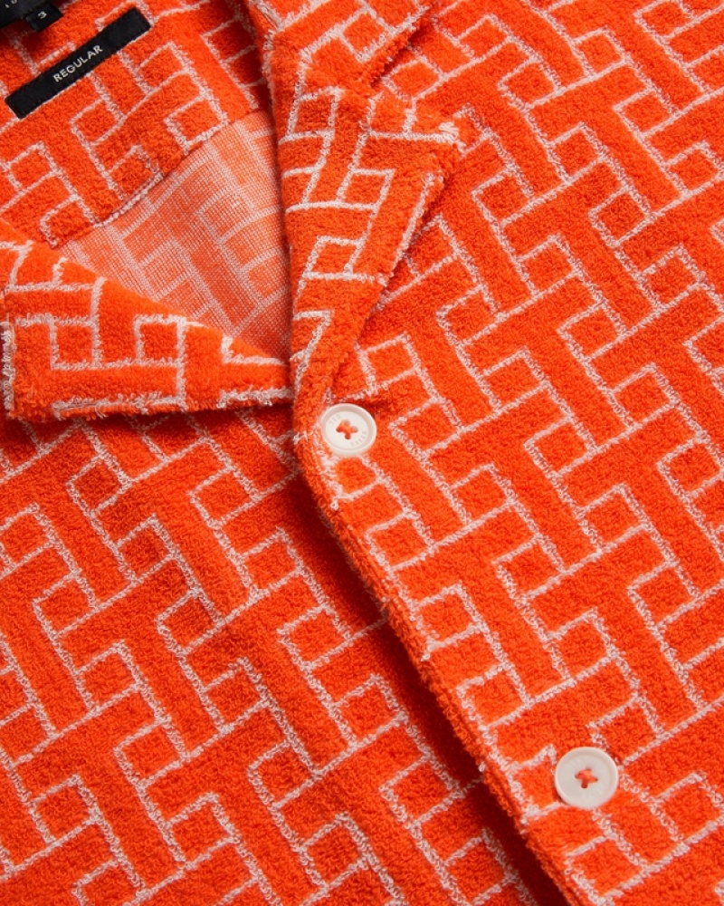 Ted Baker Endula SS Relaxed Towelling Men's Shirts Orange | 675134-XIP