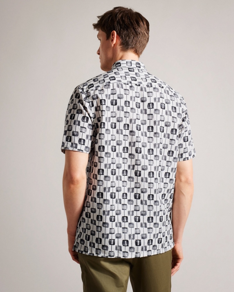 Ted Baker Erice Abstract Geo Print Men's Shirts Black | 083615-XDF