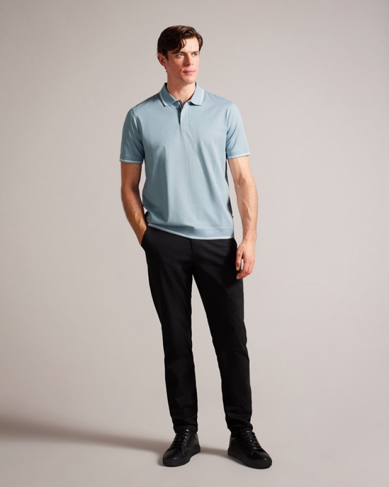 Ted Baker Erwen SS Regular Textured Men\'s Polo Shirt Blue | 716248-OBR