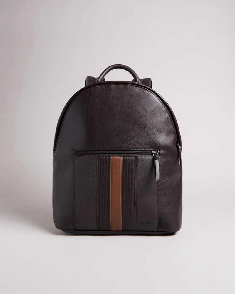 Ted Baker Esentle Striped PU Men\'s Backpacks Black | 725946-EOP