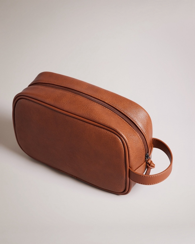 Ted Baker Evens Striped PU Men's Wash Bag Brown | 850476-SGW