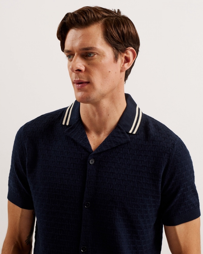 Ted Baker Ewann Regular SS Men's T Shirts Navy | 493517-HXG