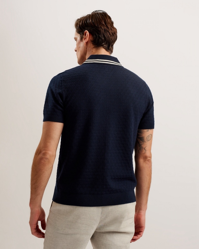 Ted Baker Ewann Regular SS Men's T Shirts Navy | 493517-HXG