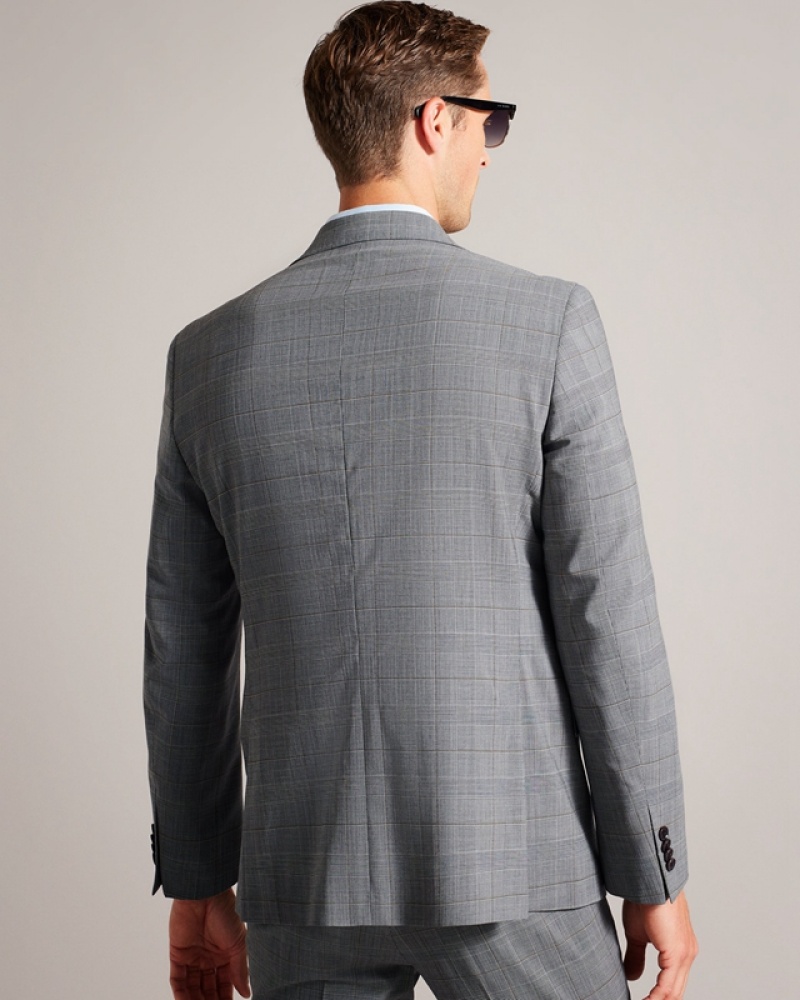 Ted Baker Extonj Pow Check Men's Suit Grey | 341629-CGQ