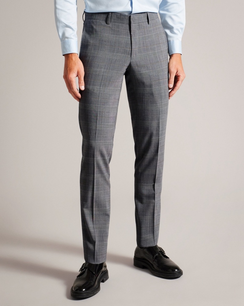 Ted Baker Extont Pow Check Men's Pants Grey | 687329-SPI