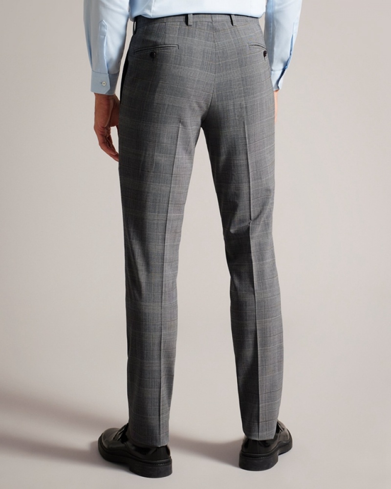 Ted Baker Extont Pow Check Men's Pants Grey | 687329-SPI