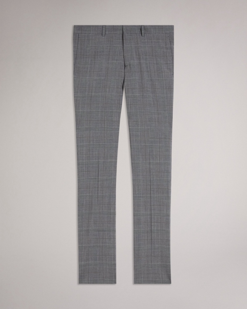 Ted Baker Extont Pow Check Men's Pants Grey | 687329-SPI