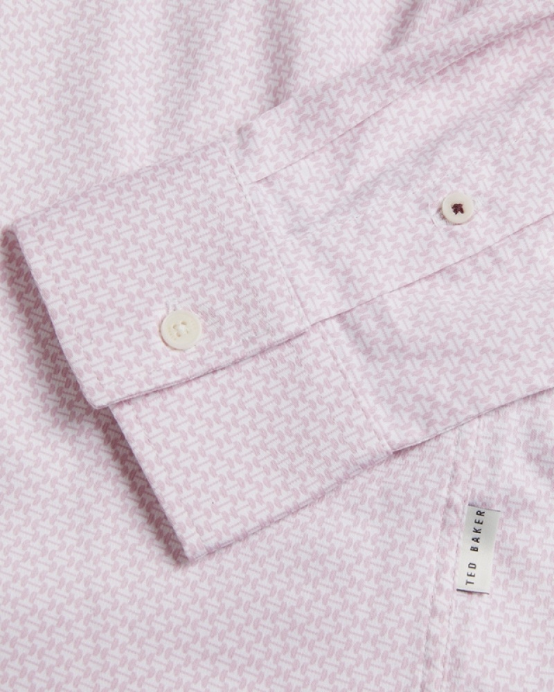 Ted Baker Faenza LS Geo Men's Shirts Pink | 409851-WTZ