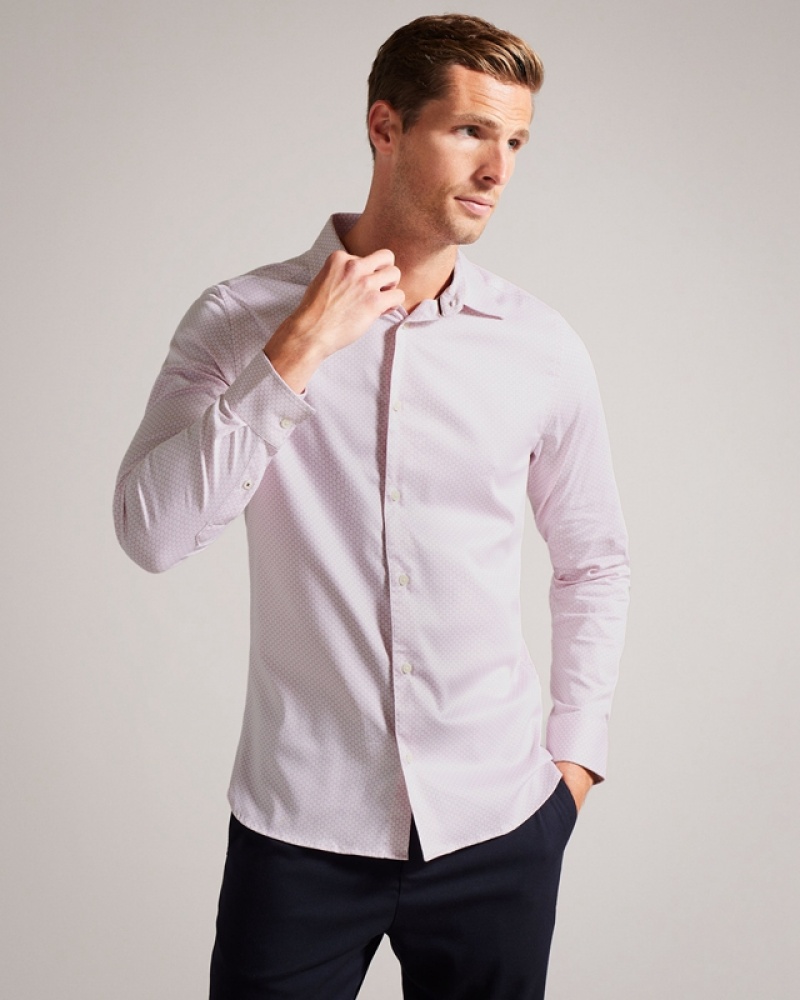 Ted Baker Faenza LS Geo Men\'s Shirts Pink | 409851-WTZ