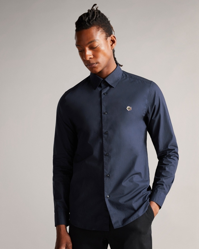 Ted Baker Fonik LS Poplin Men's Shirts Navy | 786930-ATI