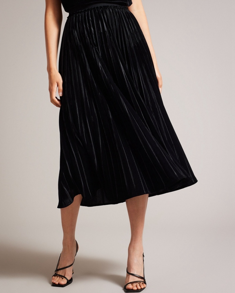 Ted Baker Gjill Pleated with Elasticated WaisTBand Women's Skirts Black | 683914-VOC