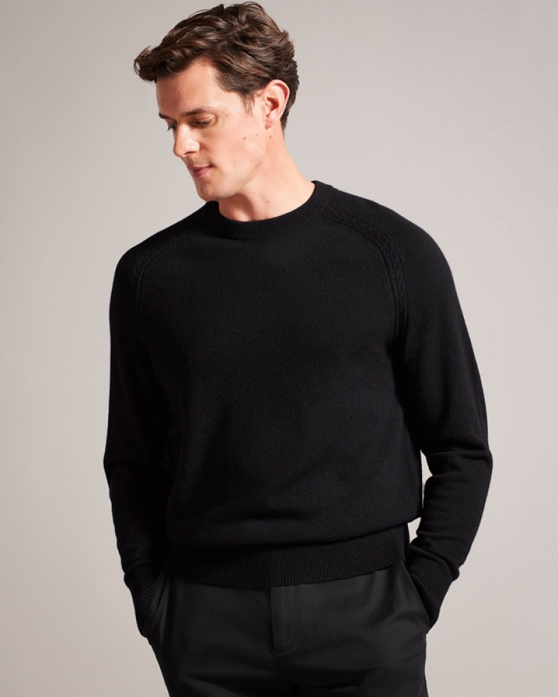 Ted Baker Glant LS Cashmere Cable T Crew Neck Men\'s Sweaters Brown | 857962-DGE