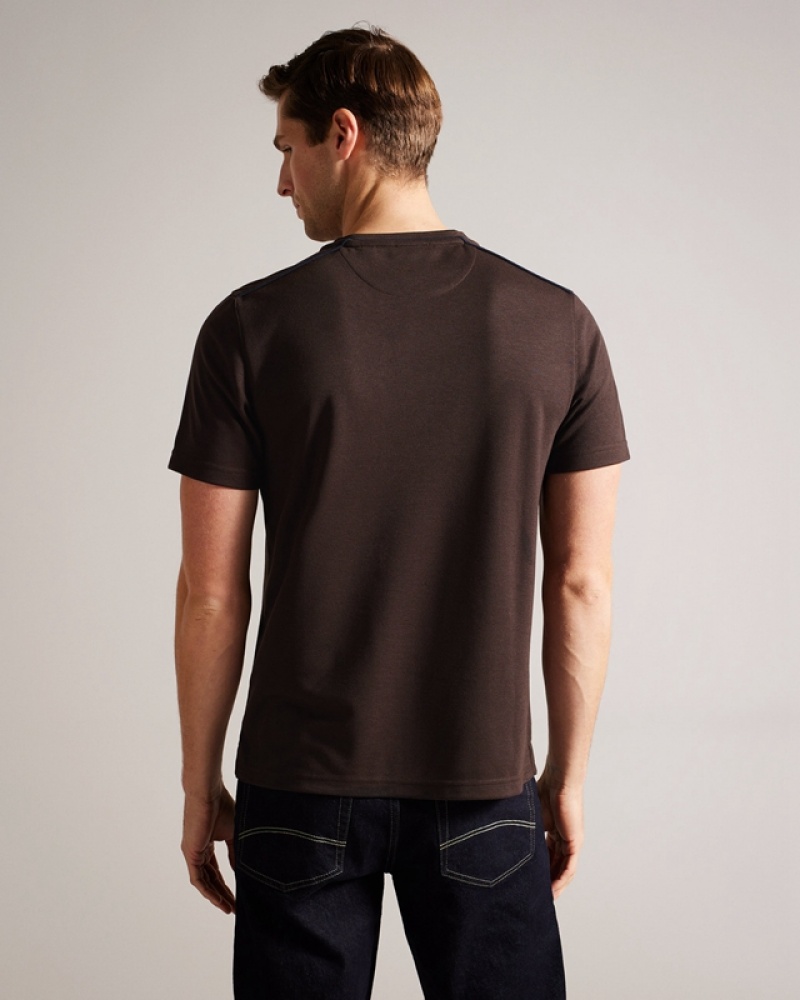 Ted Baker Grine SS Regular with Suede Trim Men's T Shirts Coffee | 407916-GMP