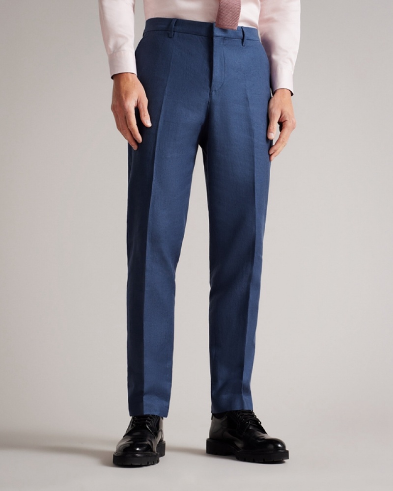 Ted Baker Grinton Slim Fit Linen Trs Men's Pants Navy | 215938-FKT