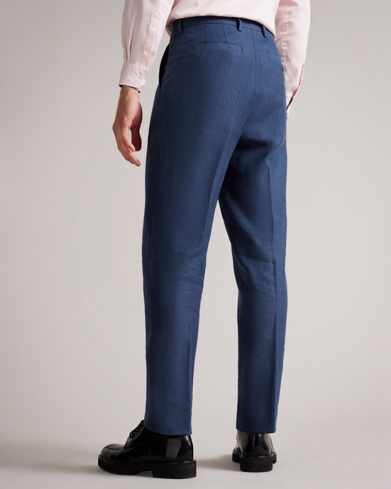 Ted Baker Grinton Slim Fit Linen Trs Men's Pants Navy | 215938-FKT