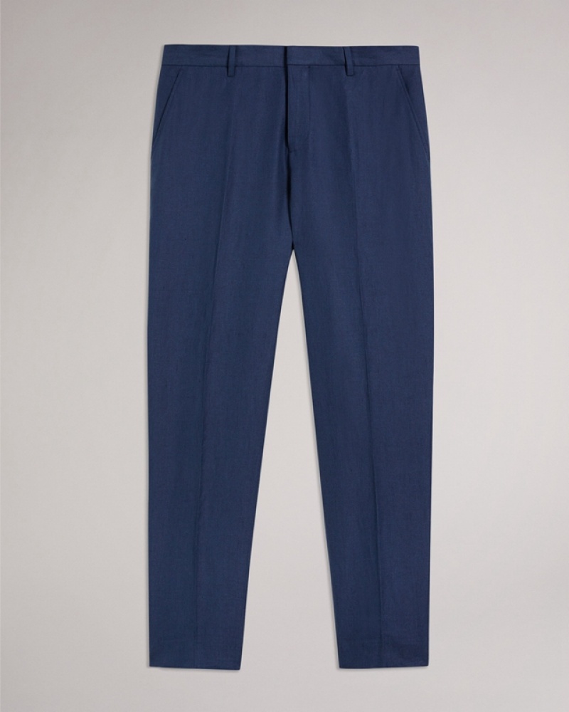 Ted Baker Grinton Slim Fit Linen Trs Men's Pants Navy | 215938-FKT