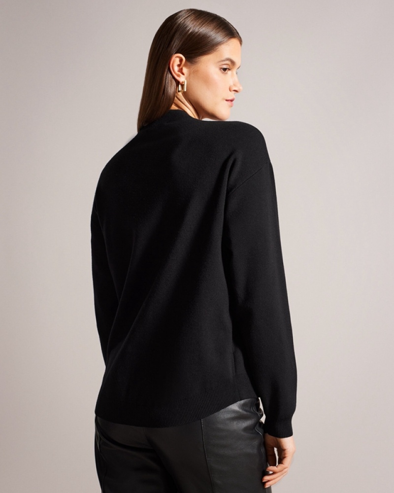 Ted Baker Hazlie Embellished Women's Sweaters Black | 195036-WGS