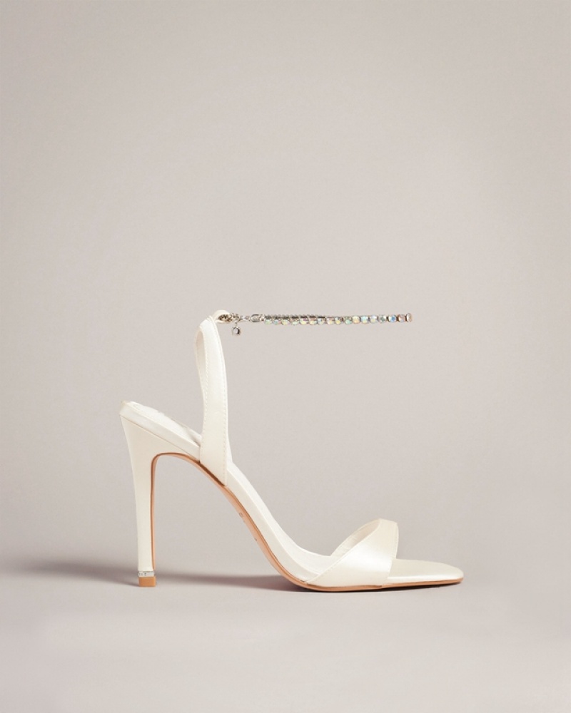 Ted Baker Hedree Jewellery Strap Satin Women\'s Heels White | 635298-IBQ