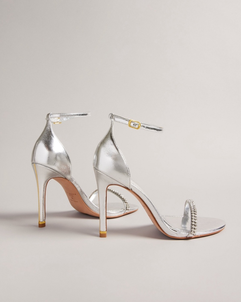 Ted Baker Helenni Crystal Strap Women's Heels Silver | 913587-KUZ