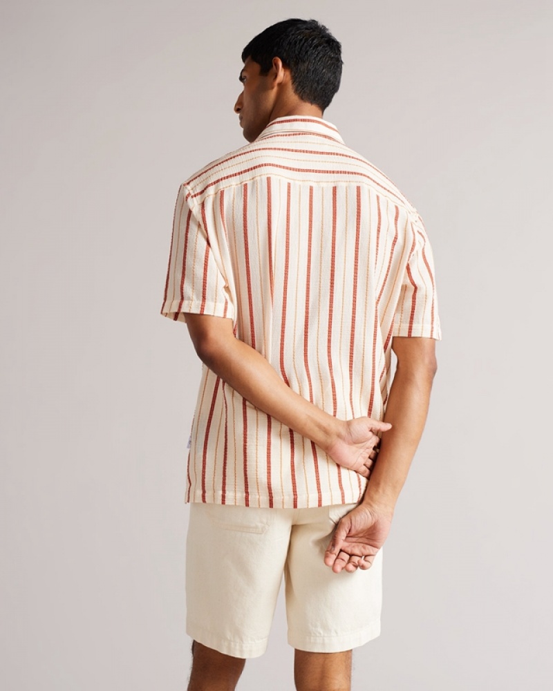 Ted Baker Hillma SS Seersucker Stripe Men's Shirts Pink | 068419-TNF