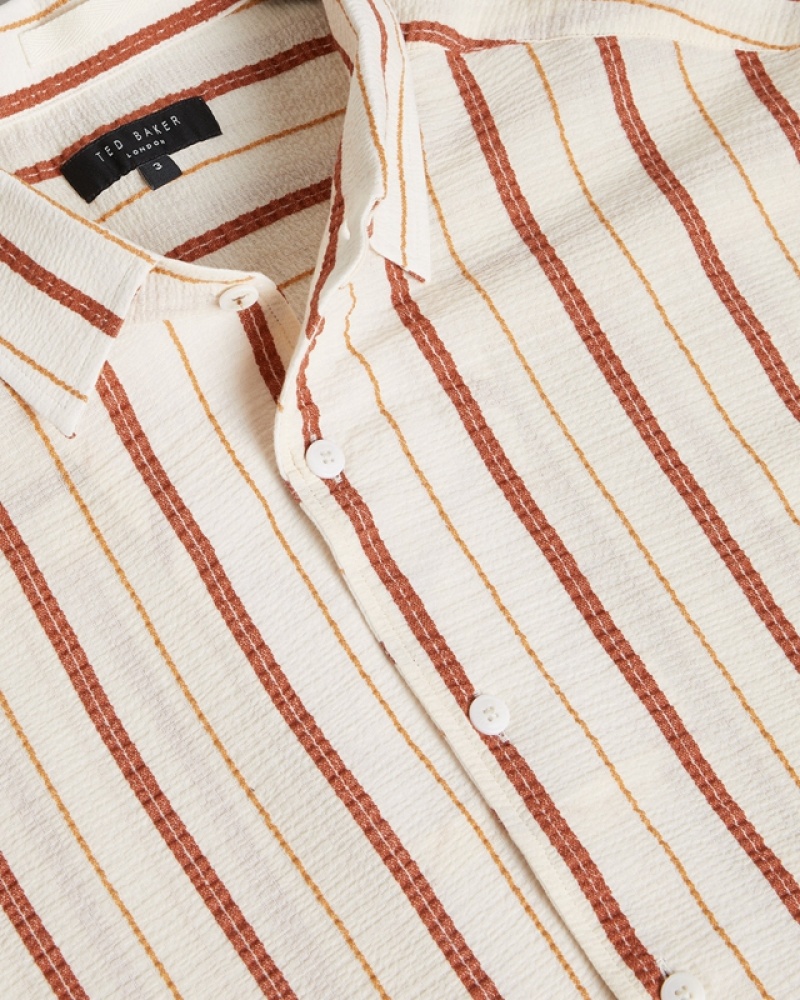 Ted Baker Hillma SS Seersucker Stripe Men's Shirts Pink | 068419-TNF