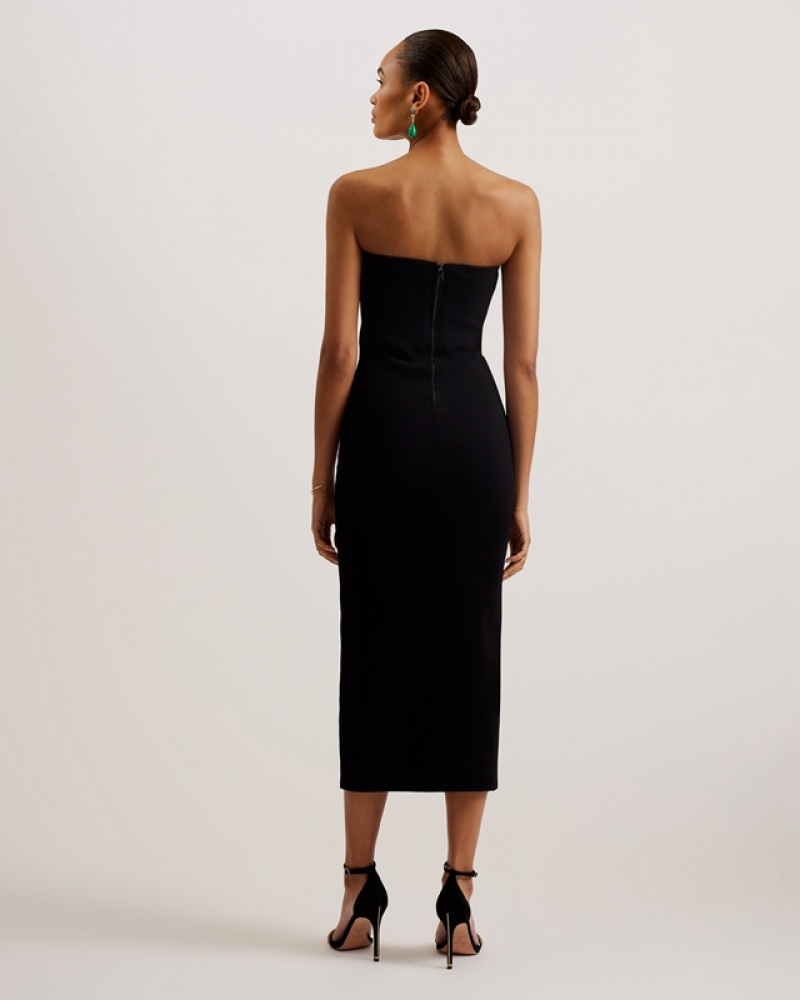 Ted Baker Jesssi Knitted Strapless Bodycon Midi Women's Dress Black | 783219-LXB