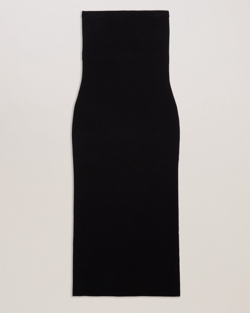 Ted Baker Jesssi Knitted Strapless Bodycon Midi Women's Dress Black | 783219-LXB