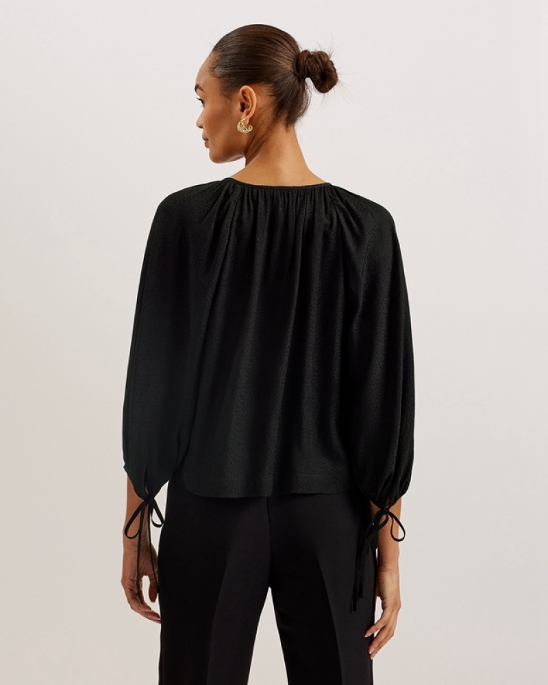 Ted Baker Koryah Raglan Puff Sleeve Women's Shirts Black | 098536-VJD