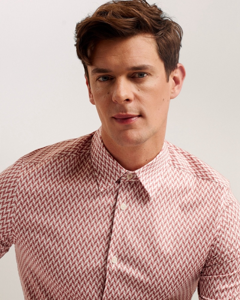 Ted Baker Lacesho SS Geo Printed Men's Shirts Pink | 682043-BVN