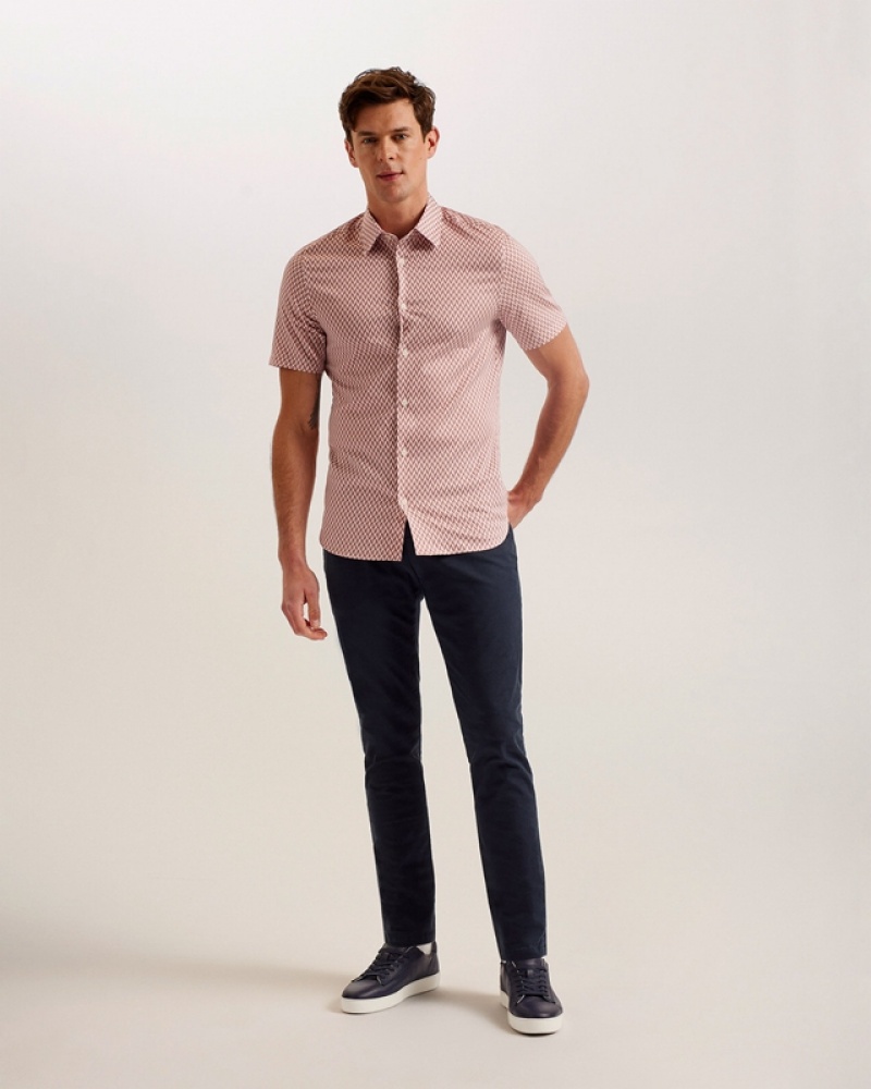 Ted Baker Lacesho SS Geo Printed Men's Shirts Pink | 682043-BVN