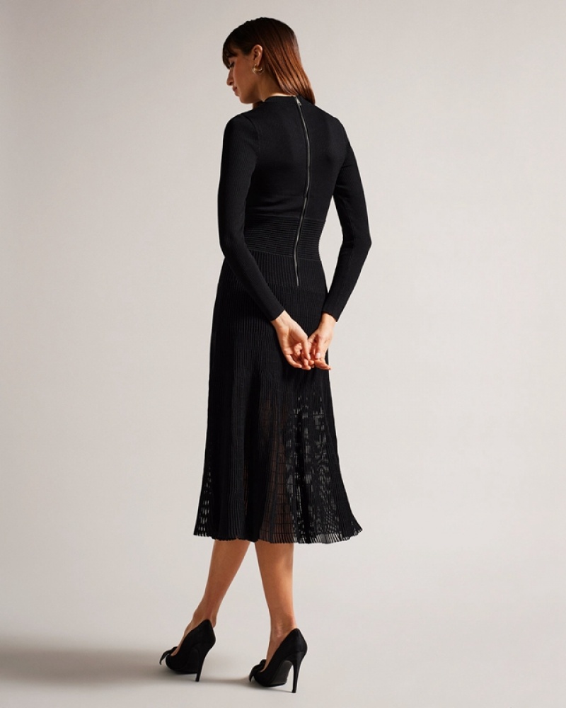 Ted Baker Latinia Organza Ottoman Midi Women's Dress Black | 657132-MWZ