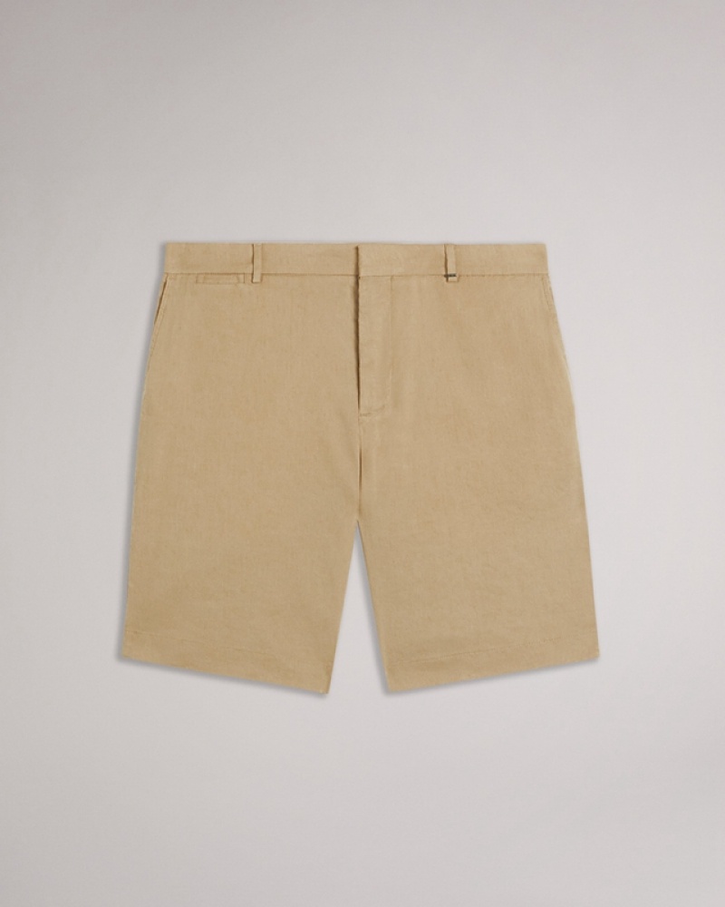 Ted Baker Leder Linen Blend Half Elasticated Men's Shorts Grey | 491853-XRD