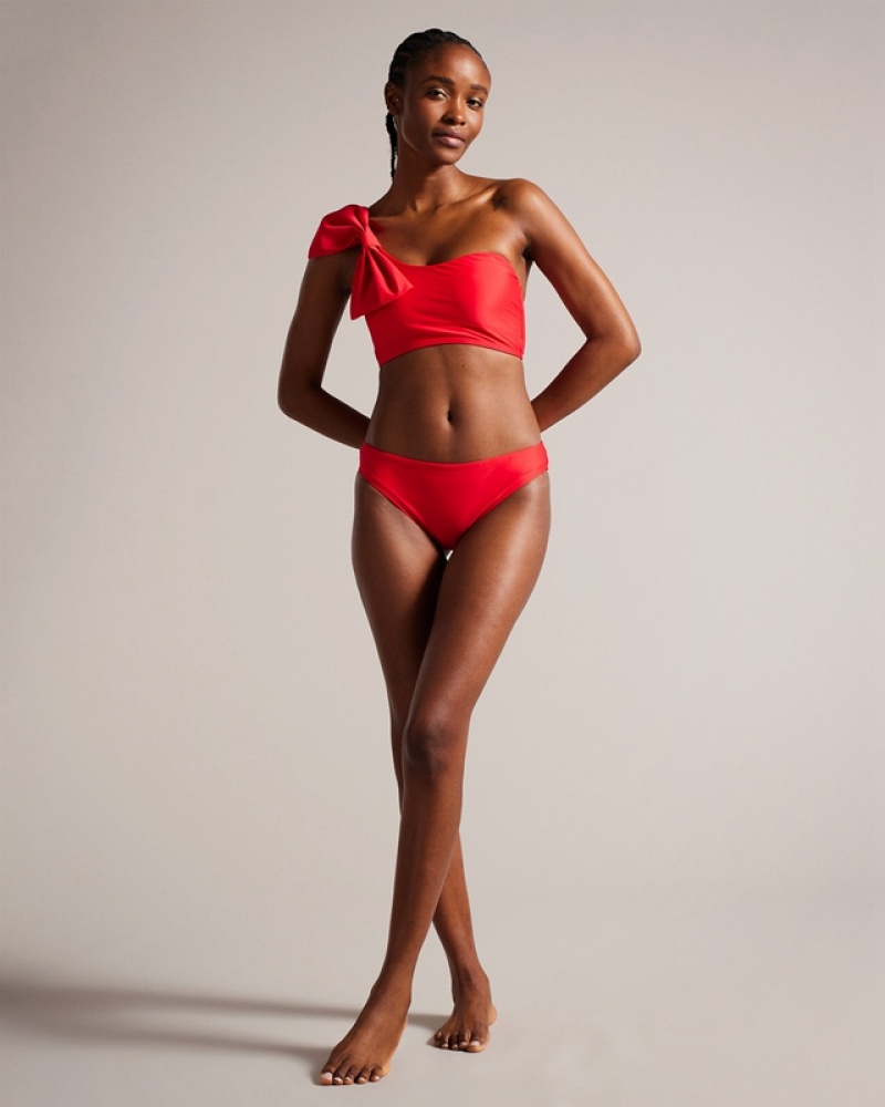 Ted Baker Liennaa One Shoulder Bow Women's Bikini Tops Red | 269503-TPG