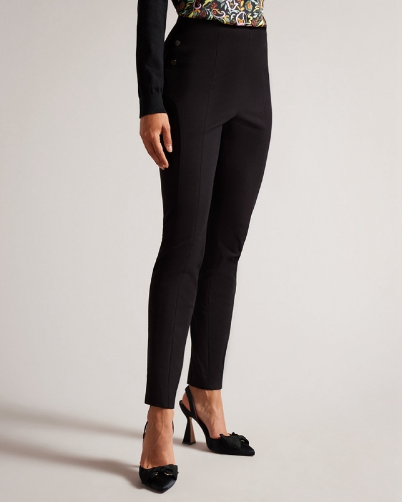 Ted Baker Liroi High Waisted with Faux Popper Detail Women's Leggings Black | 546201-GBQ