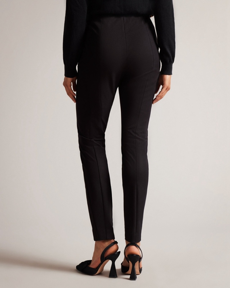 Ted Baker Liroi High Waisted with Faux Popper Detail Women's Leggings Black | 546201-GBQ