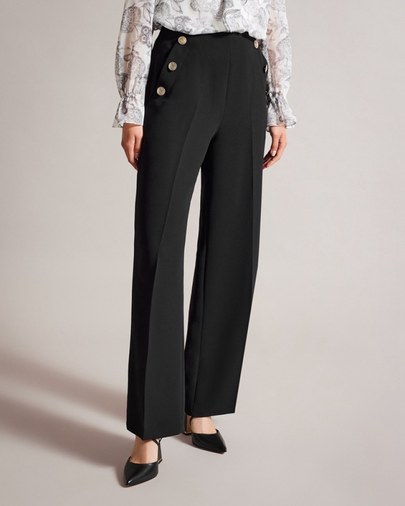 Ted Baker Llaylat High Waisted Wide Leg Twill Women's Pants White | 081295-VON