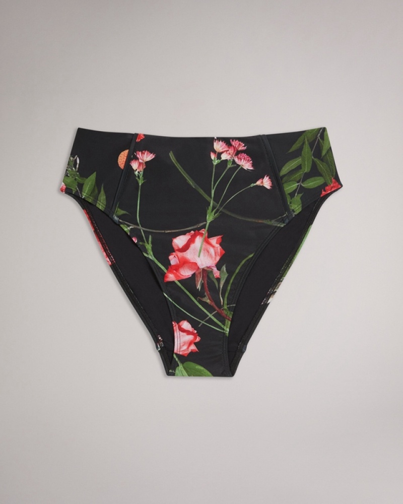 Ted Baker Loesiy Printed High Waisted Women's Bikini Bottoms Black | 413526-VJY