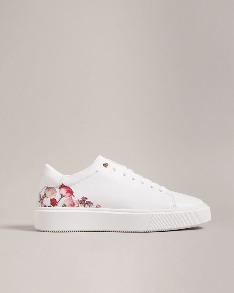 Ted Baker Lorny Floral Printed Platform Women\'s Sneakers White | 280674-YUJ