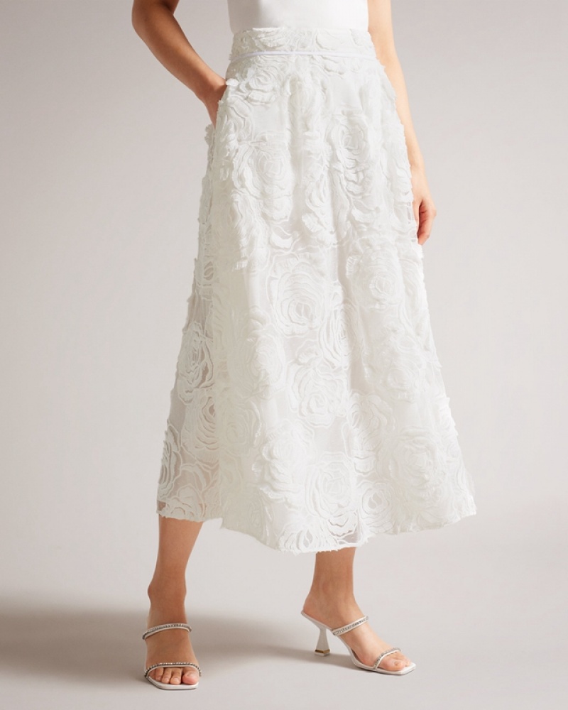 Ted Baker Louelaa Midi with Pleats Women's Skirts White | 275069-FWB