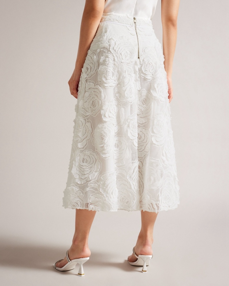 Ted Baker Louelaa Midi with Pleats Women's Skirts White | 275069-FWB