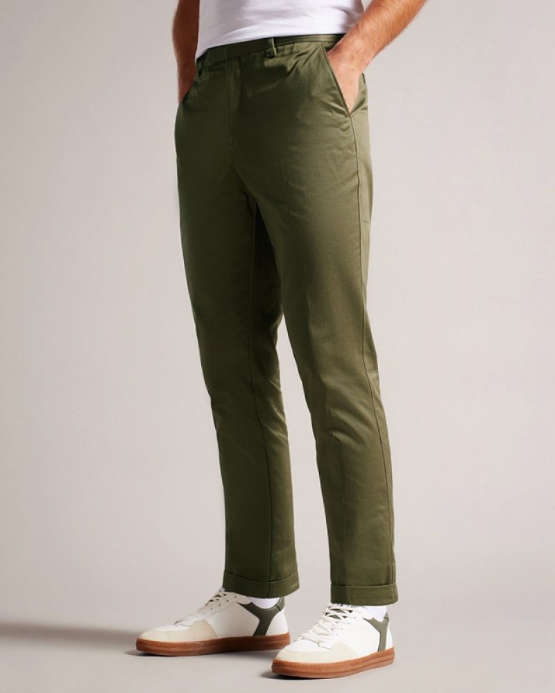 Ted Baker Luciant Slim Fit Twill Men's Pants Green | 015248-ITQ