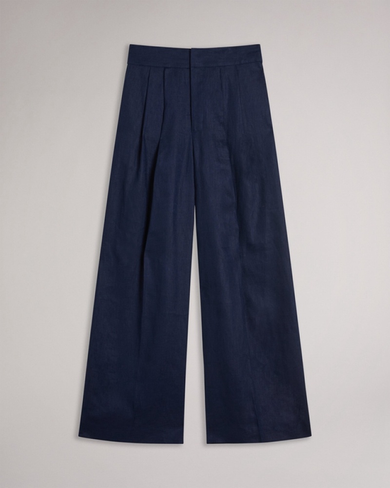 Ted Baker Lucihh Linen Women's Pants Navy | 406295-JIE