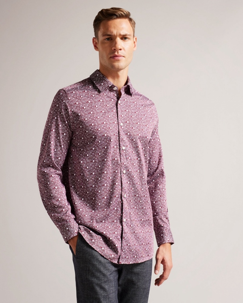 Ted Baker Maccle LS Spot Print Men's Shirts Navy | 640518-GMO