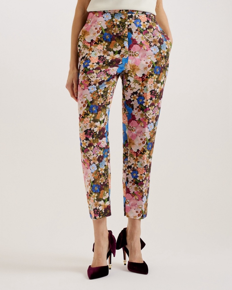 Ted Baker Madonid Printed Slim Leg Women's Pants Black | 516720-DJI