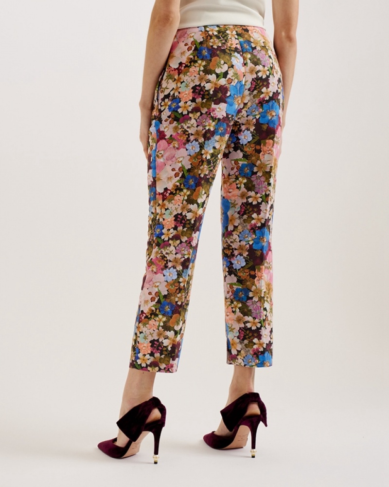 Ted Baker Madonid Printed Slim Leg Women's Pants Black | 516720-DJI